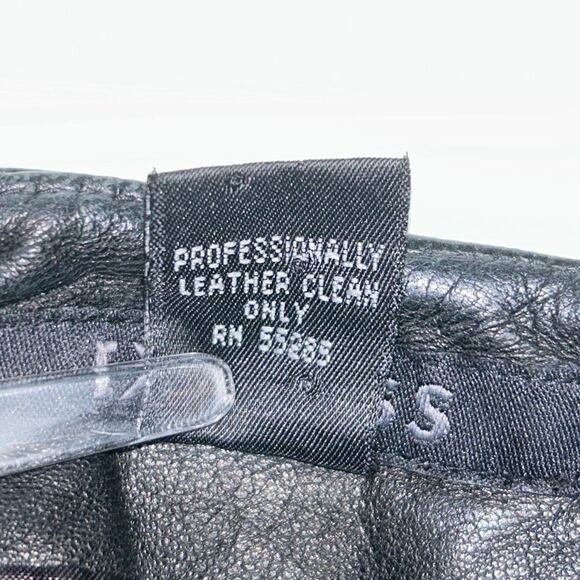 Express Vintage 90s Genuine Leather Black Mini Micro Skirt w/ Slit Women's 3 / 4 - Picture 8 of 11